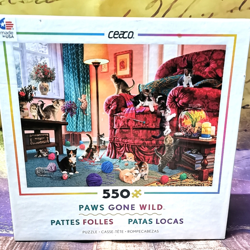 NEW 550 pc Cat Jigsaw Puzzle PAWS GONE WILD Ceaco